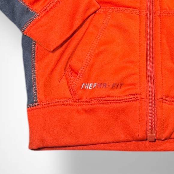 Nike Bright Orange and Gray Zip-Up Hoodie - Picture 3 of 7